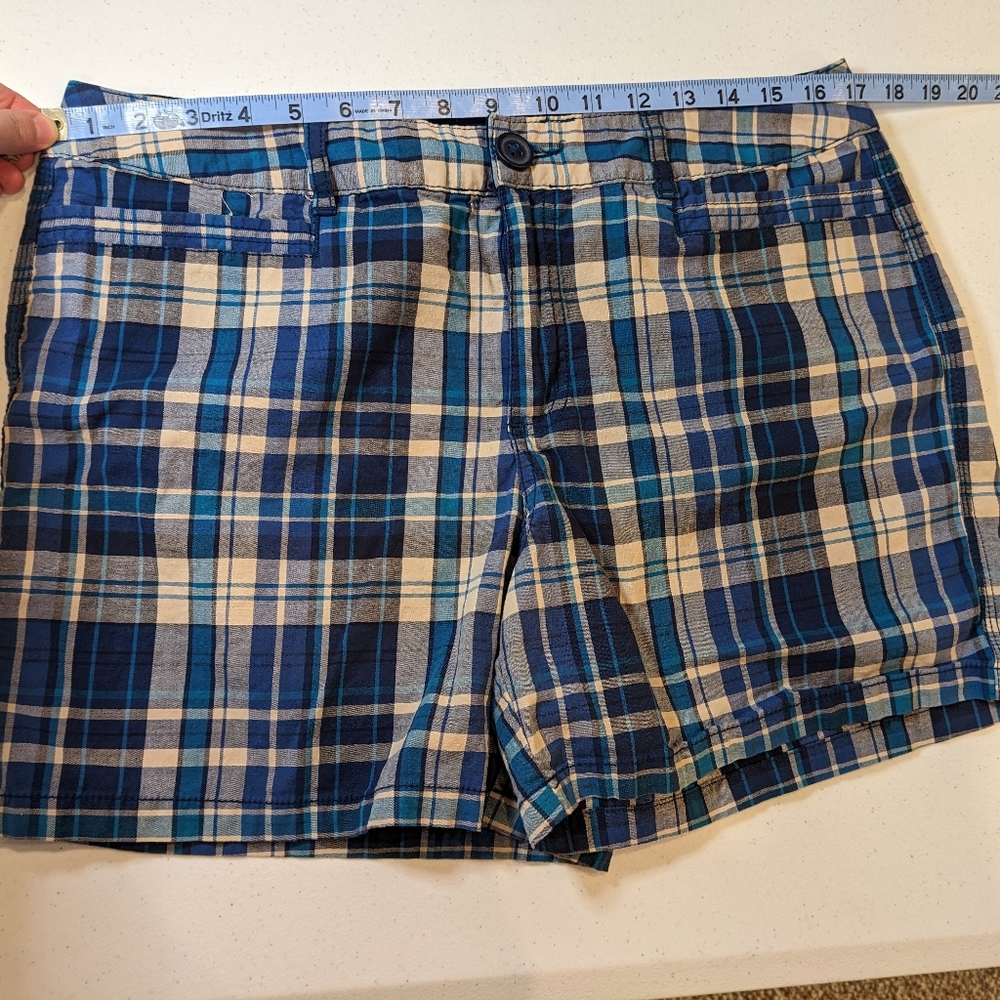 Navy plaid shorts Size 12